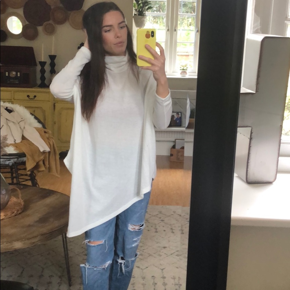 White sweater poncho